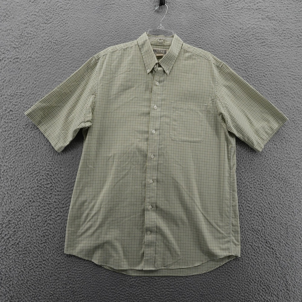 Duluth Trading Short Sleeve Button Down Shirt Large Tall Green Plaid Mens Pocket
